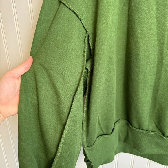 Green slouchy drop shoulder henley sweatshirt size large M6 - Picture 9 of 11